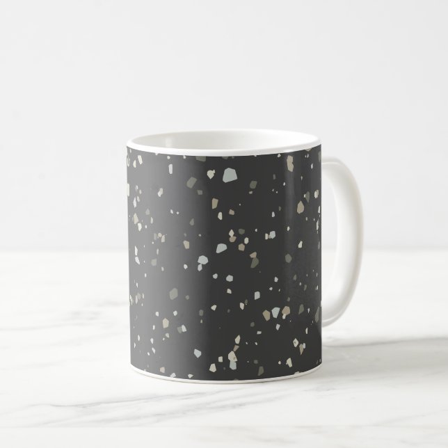 Modern Dark Grey Terrazzo Coffee Mug (Front Right)
