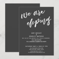 Modern Dark Grey We Are Eloping Wedding Reception