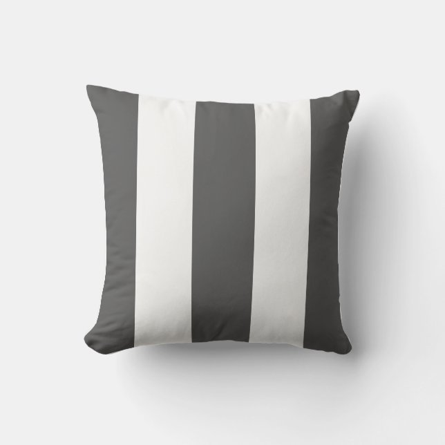 Modern dark grey white vertical strips cushion (Front)