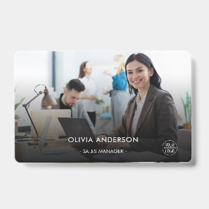 Modern Dark Large Photo Employee ID Badge