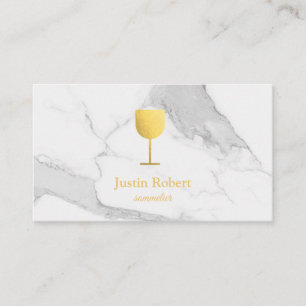 Modern Dark Marble Wine Bartender Sommelier Business Card