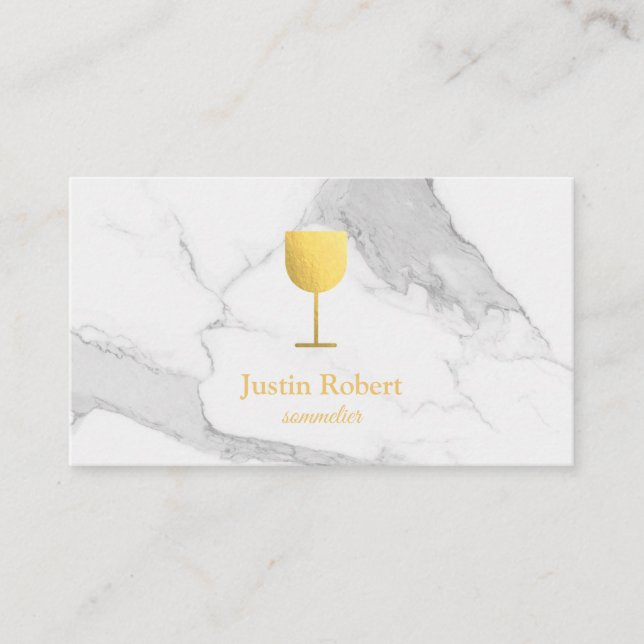 Modern Dark Marble Wine Bartender Sommelier Business Card (Front)