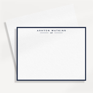 Modern Dark Navy Border Note Card
