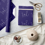 Modern Dark Navy Initials Monograms Wedding Date Wrapping Paper<br><div class="desc">This elegantly designed Dark Navy Wrapping Paper. features the bride & Groom's fully customisable Initial monograms and their wedding date design, perfect for a wedding celebration. Personalise it with the couple's names and wedding date, making it a memorable keepsake for guests. Ideal for hydration during the event, this bottle combines...</div>