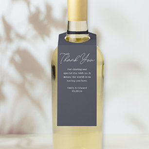 Modern Dark Navy Wedding Wine Bottle Tag