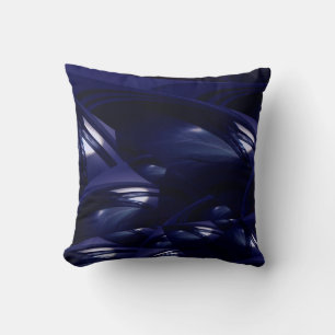 Modern Dark Night Blue Futuristic Abstract Cushion