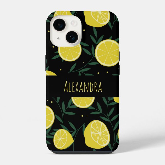 Modern Dark Personalised Fruit Summer Pattern iPhone Case (Back)