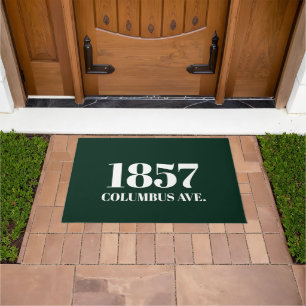 Modern dark pine green and white elegant doormat