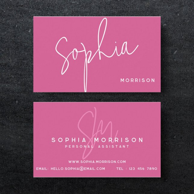 Modern Dark Pink Monogram Professional Business Card (Creator Uploaded)