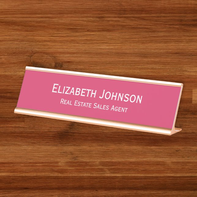 Modern Dark Pink Professional Business Office Desk Name Plate (Modern Dark Pink Professional Business Office Desk Name Plate)
