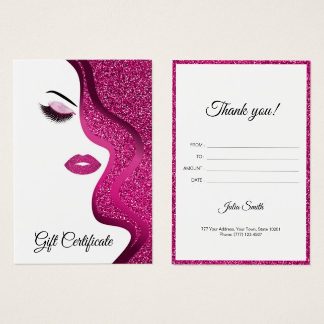 Modern Dark Pink with Glitter Effect  (Front & Back)