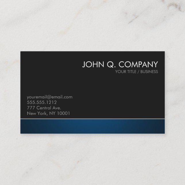 Modern Dark Professional Business Card - Blue (Front)