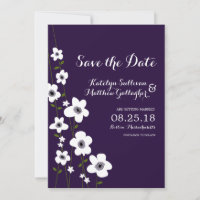 Modern Dark Purple Anemone | Save the Date