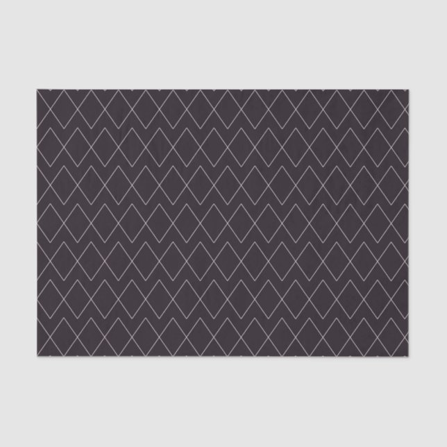 Modern Dark Purple & Grey Diamond Pattern Tissue Paper (Front)