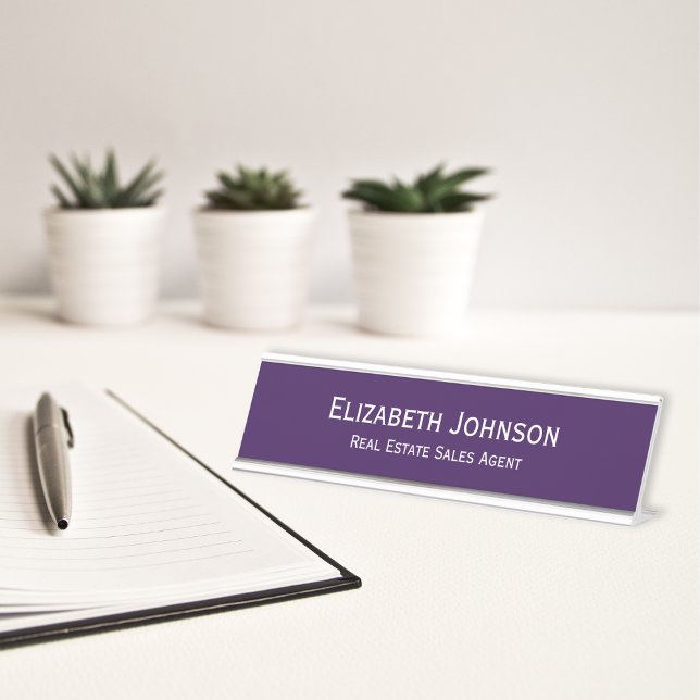 Modern Dark Purple Professional Business Office Desk Name Plate (Modern Dark Purple Professional Business Office Desk Name Plate)