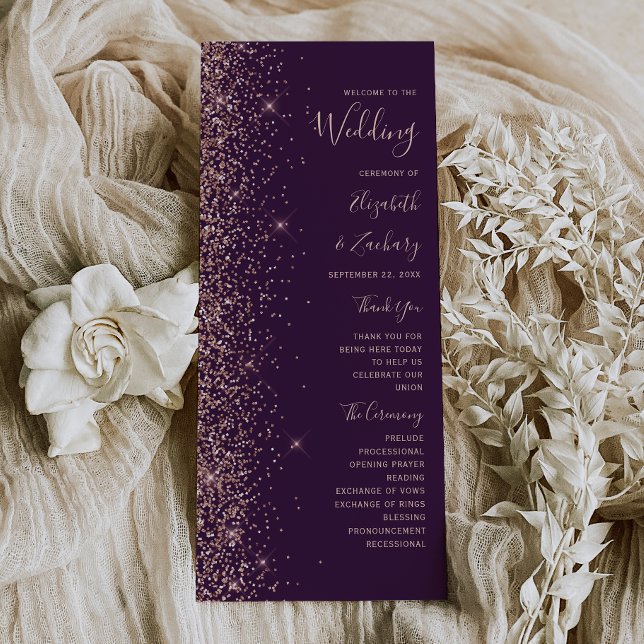 Modern Dark Purple Rose Gold Glitter Wedding (Creator Uploaded)