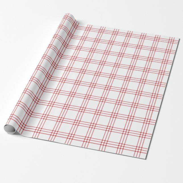 Modern Dark Red and White Plaid |Large Pattern| Wrapping Paper (Unrolled)