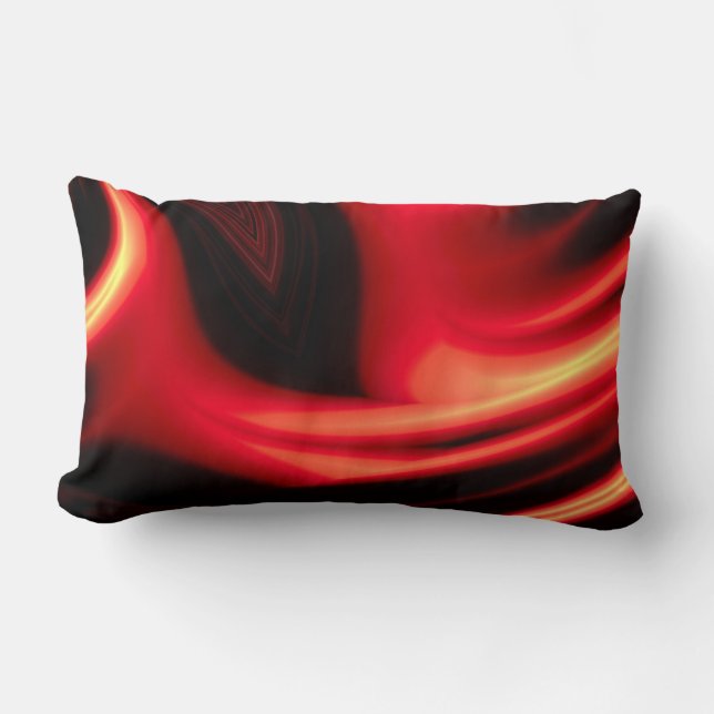 Modern Dark Red Black Colour Abstract Lumbar Cushion (Front)