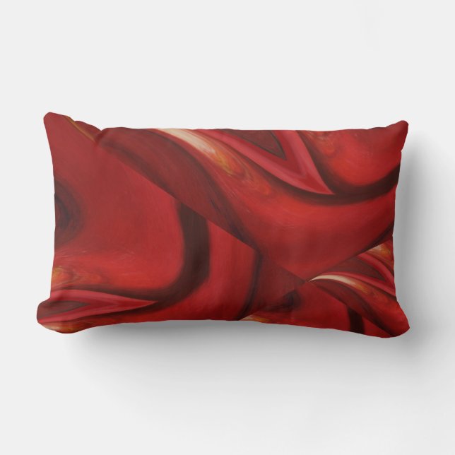 Modern Dark Red Brow Abstract Lumbar Cushion (Front)