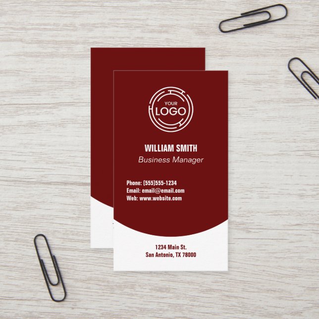 Modern Dark Red  Business Card (Front/Back In Situ)