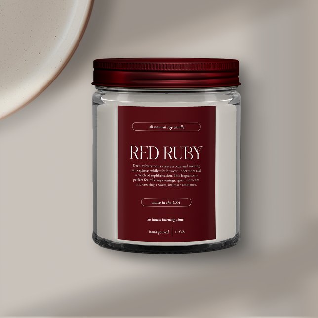 Modern Dark Red Candle Label (Creator Uploaded)