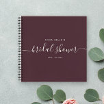 Modern Dark Red Chic Script Bridal Shower Guest Notebook<br><div class="desc">This modern calligraphy guest book is perfect for a simple yet beautiful bridal shower. The neutral design features your name and date of celebration in minimalist typography alongside a romantic and whimsical script. This is the dusty rich dark burgundy red version but feel free to change the background colour to...</div>