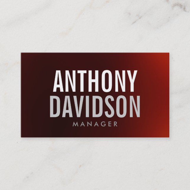 Modern Dark Red Huge Bold Text Business Card (Front)