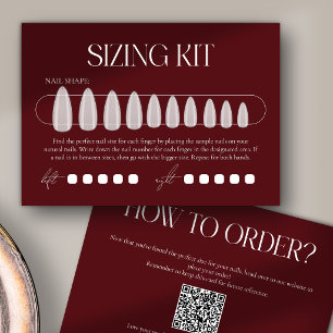 Modern Dark Red Sizing Kit Press-On Nails Card