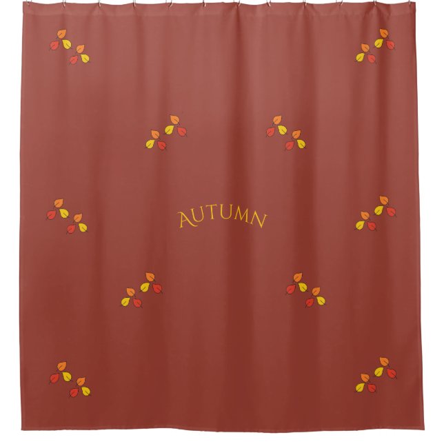Modern Dark Red with Gold Autumn Leaves  Shower Curtain (Front)