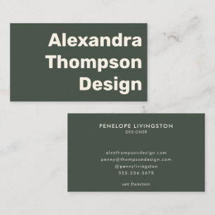 Modern Dark Sage Green Bold Simple Business Card
