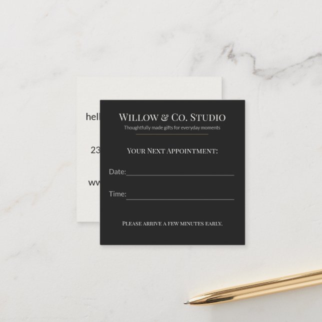 Modern Dark Small Business Appointment Card (Front/Back In Situ)