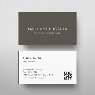 Modern Dark Taupe Colour Block QR code Business Card