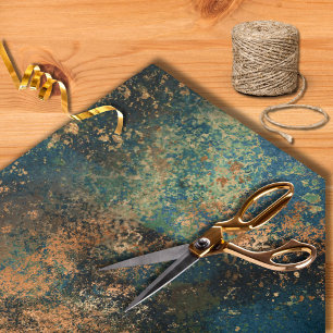 Modern Dark Teal & Copper Faux Metallic Tissue Paper
