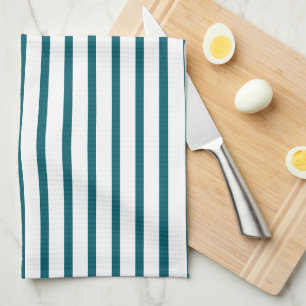 Modern Dark Teal Stripe Kitchen Towel