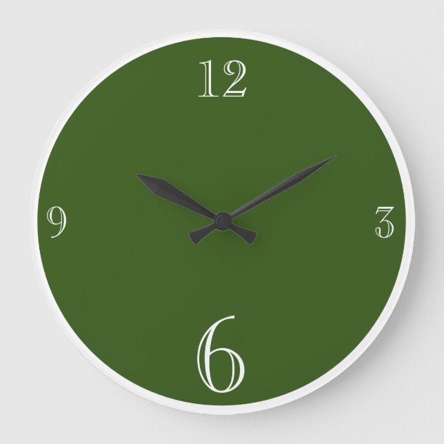 Modern Dark Tree Green Solid colour Basic minimal Large Clock (Front)