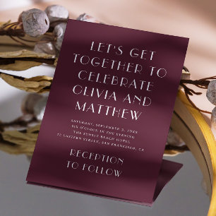 Modern Dark Wine Wedding   Burgundy Photo & QR Invitation