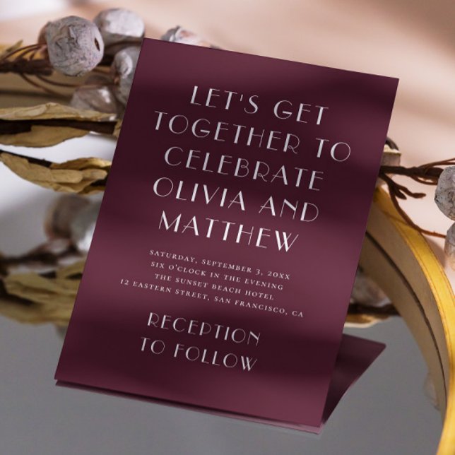 Modern Dark Wine Wedding | Burgundy Photo & QR Invitation (Creator Uploaded)