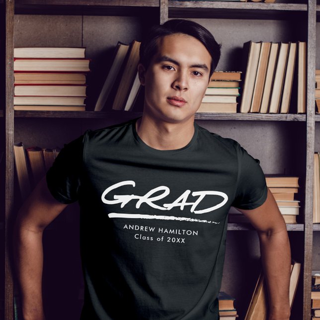 Modern Dashed Grad Personalised Graduation T-Shirt (Creator Uploaded)