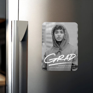 Modern Dashed Photo Graduation Magnet