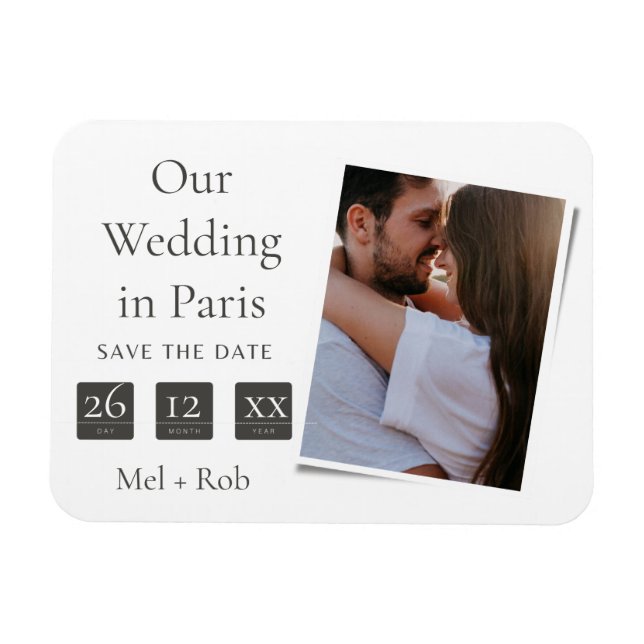 Modern Date Boxes UK Photo Save The Date  Magnet (Horizontal)