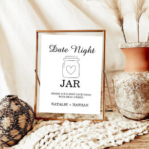 Modern Date Night Card Bridal shower Game sign