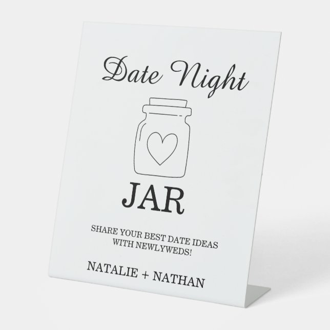 Modern Date Night Card Bridal shower Game sign (Front)