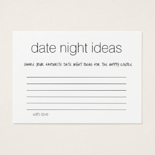 Modern Date Night Ideas Bridal Wedding Shower Card