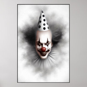 Modern Day Creepy Clown Portrait Poster