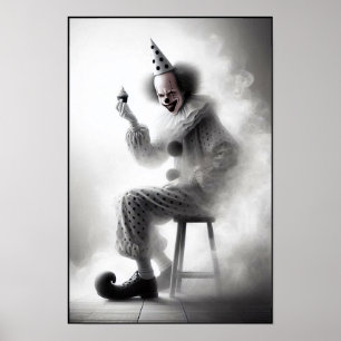 Modern Day Creepy Clown Portrait Poster