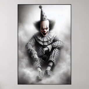 Modern Day Creepy Clown Portrait Poster