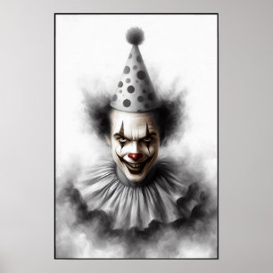 Modern Day Creepy Clown Portrait Poster