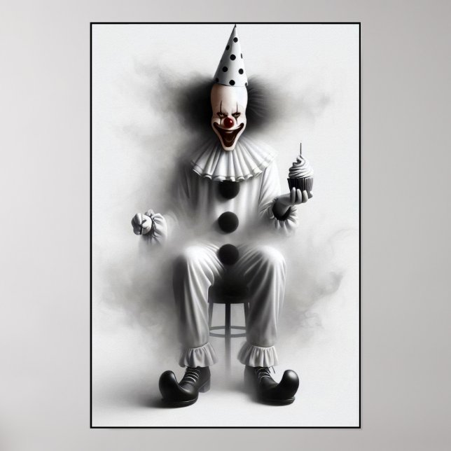 Modern Day Creepy Clown Portrait  Poster (Front)