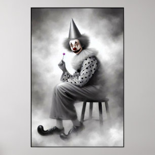Modern Day Creepy Clown Portrait Poster