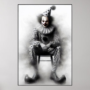 Modern Day Creepy Clown Portrait Poster